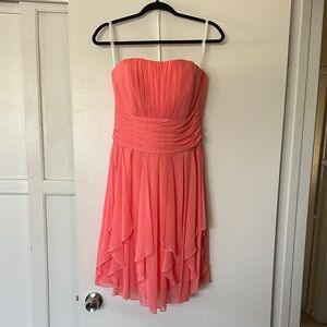 David's Bridal Strapless Coral Dress